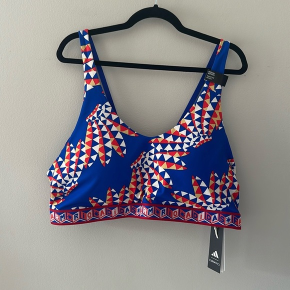 adidas x FARM Rio NWT Medium-Support Bra 
Blue Sz 4X Activewear Colorful Sporty - Picture 3 of 14